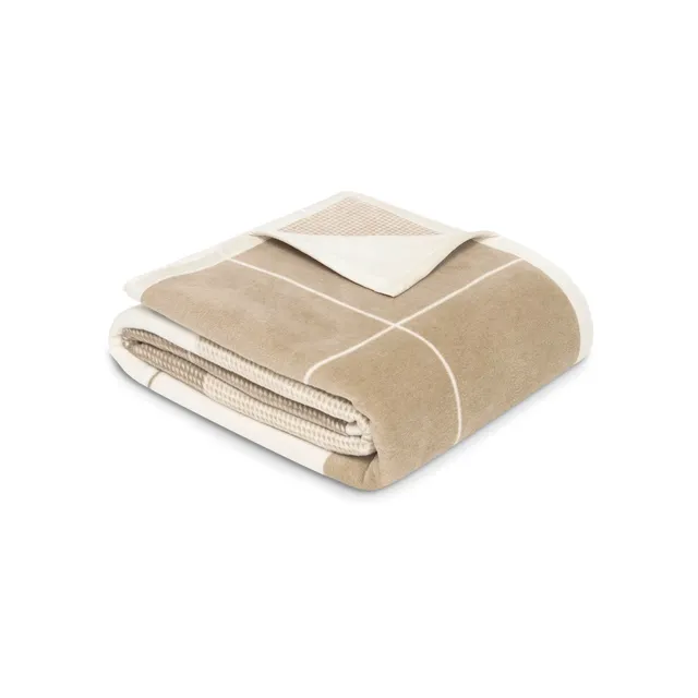 IBENA Amalfi Kuscheldecke 150x200 cm Beige Karo Baumwollmix