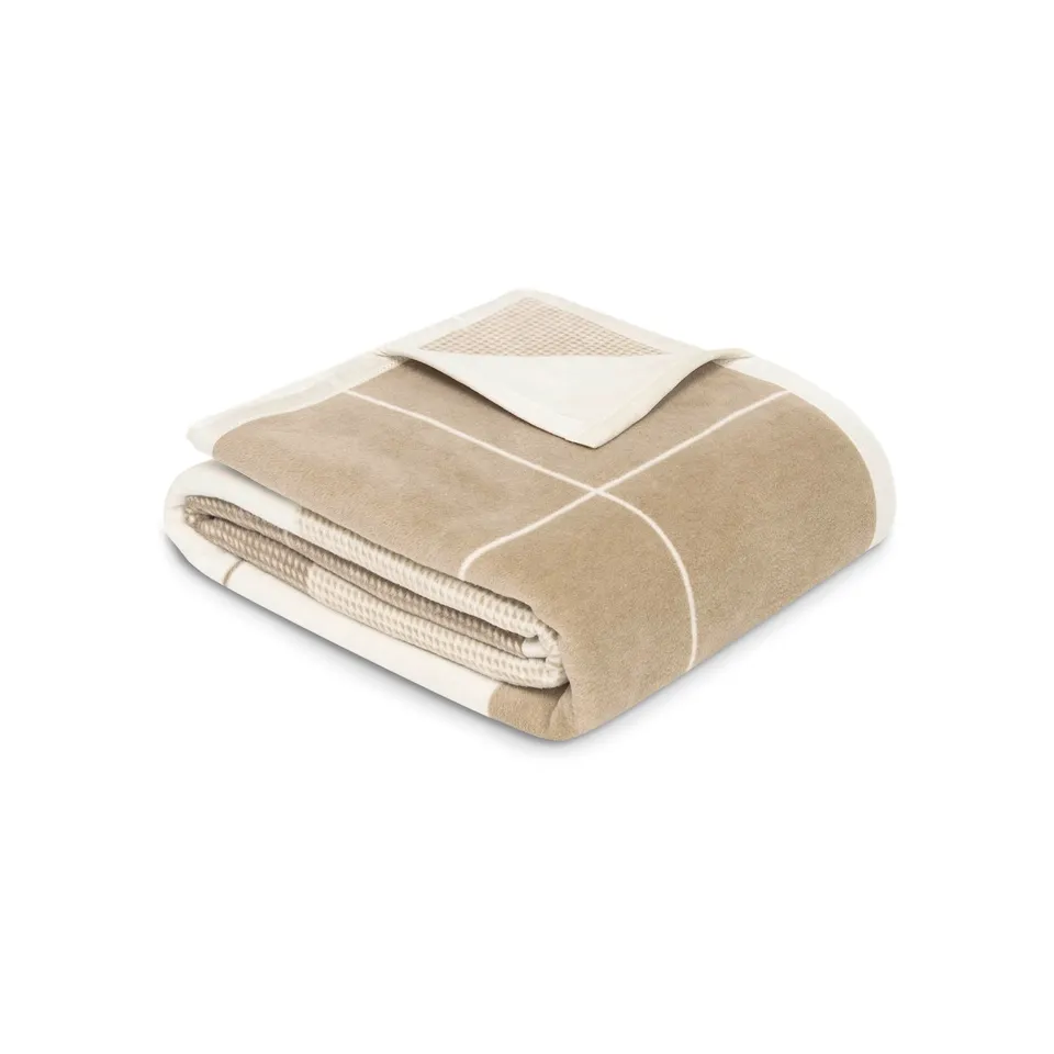 IBENA Amalfi Kuscheldecke 150x200 cm Beige Karo Baumwollmix