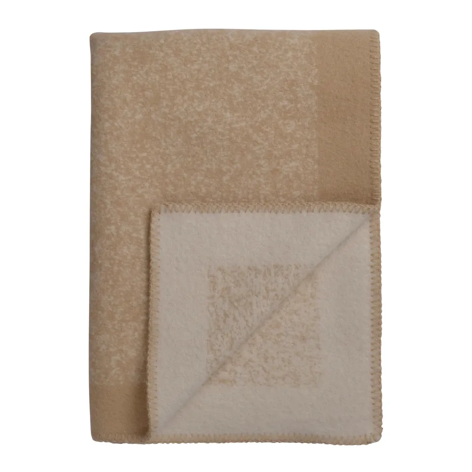 Røros Tweed Mineral Wolldecke 135x200 Sand Lammwolle