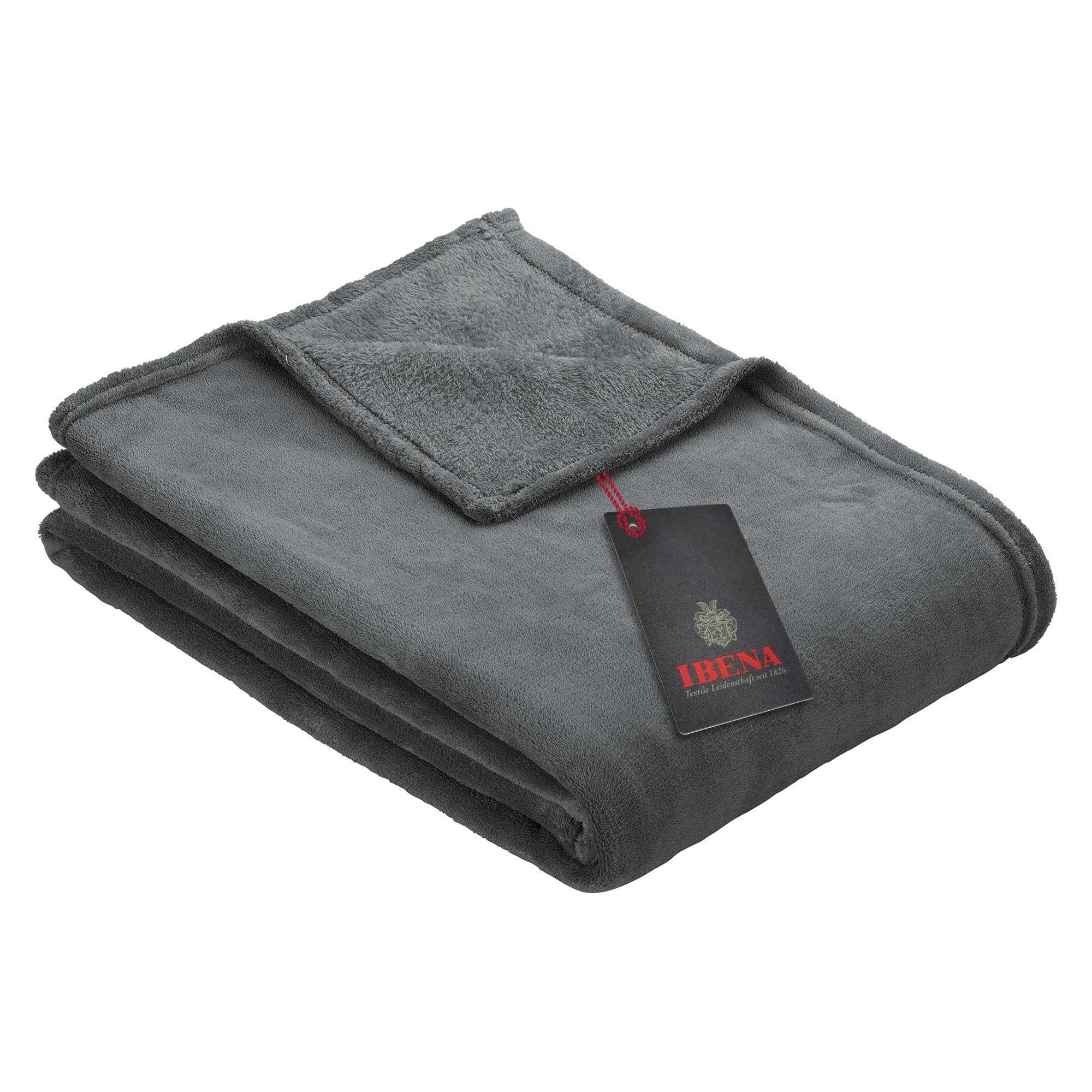 IBENA Olbia Kuscheldecke 150x200 Oliv Fleece 250 g/m²