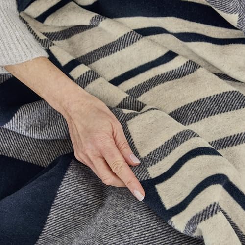 IBENA Corato Kuscheldecke 150x200 dunkelblau beige Baumwolle