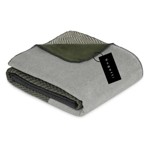 bugatti Kuscheldecke 150x200 Baumwollmix grün Patchwork warm