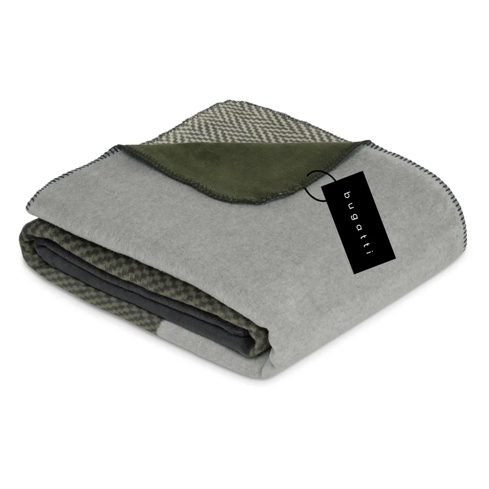 bugatti Kuscheldecke 150x200 Baumwollmix grün Patchwork warm