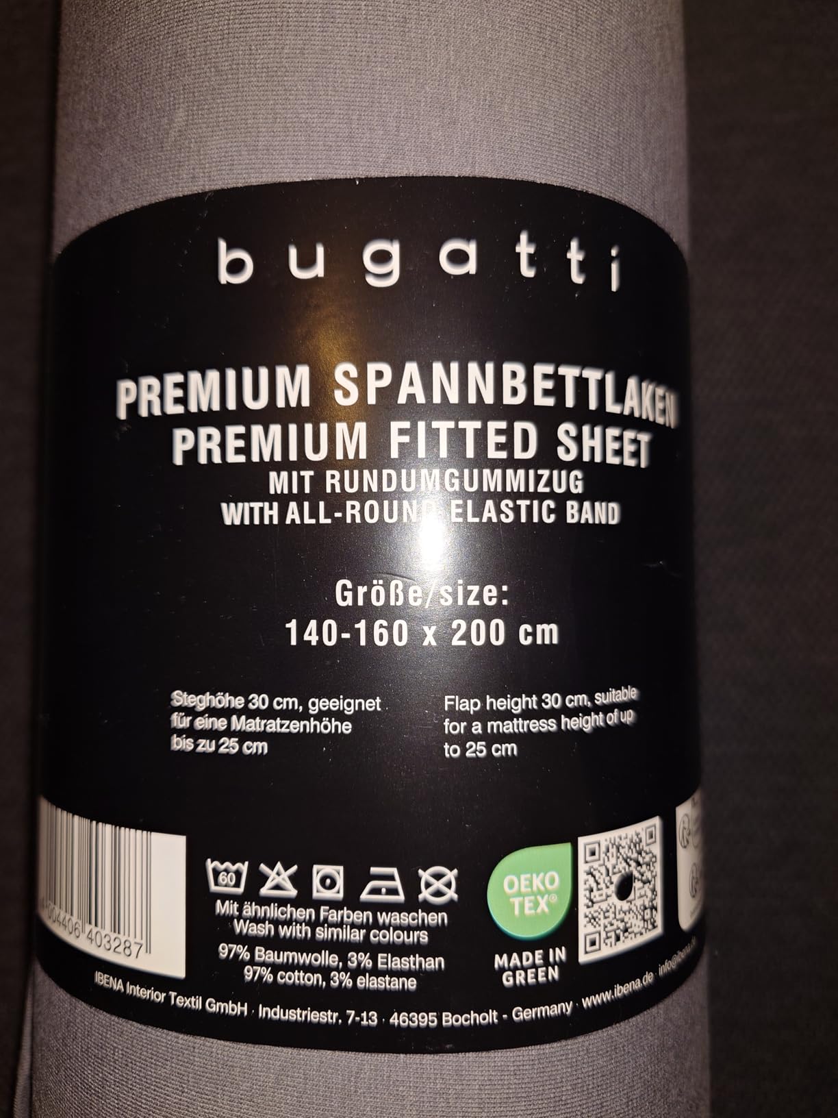bugatti Spannbetttuch Anthrazit 140x200-160x200 Baumwolle