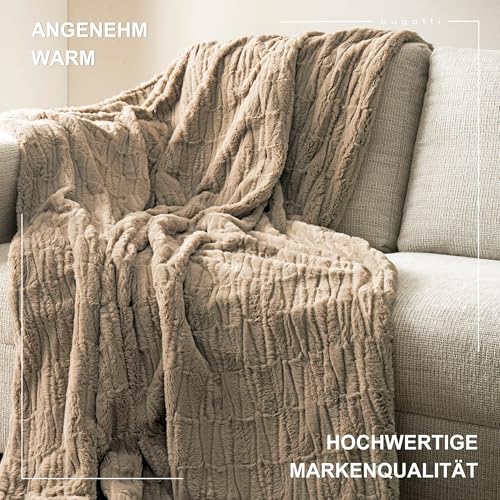 bugatti Kunstfell Kuscheldecke 150x200 beige flauschig