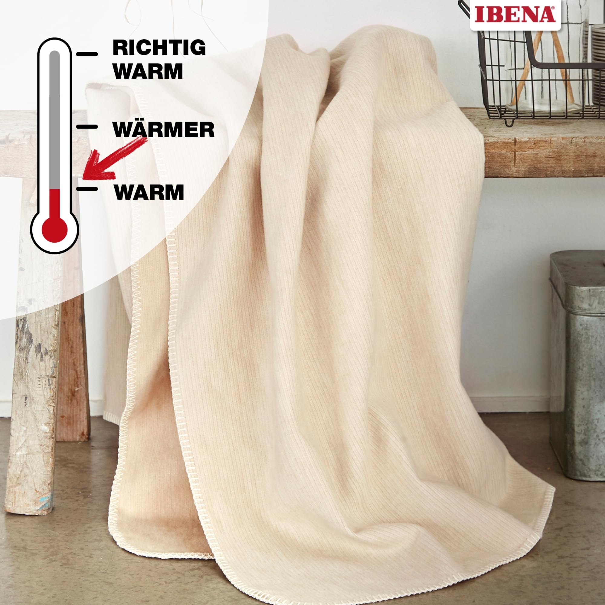 IBENA Lausanne Kuscheldecke 140x200 Natur Baumwolle