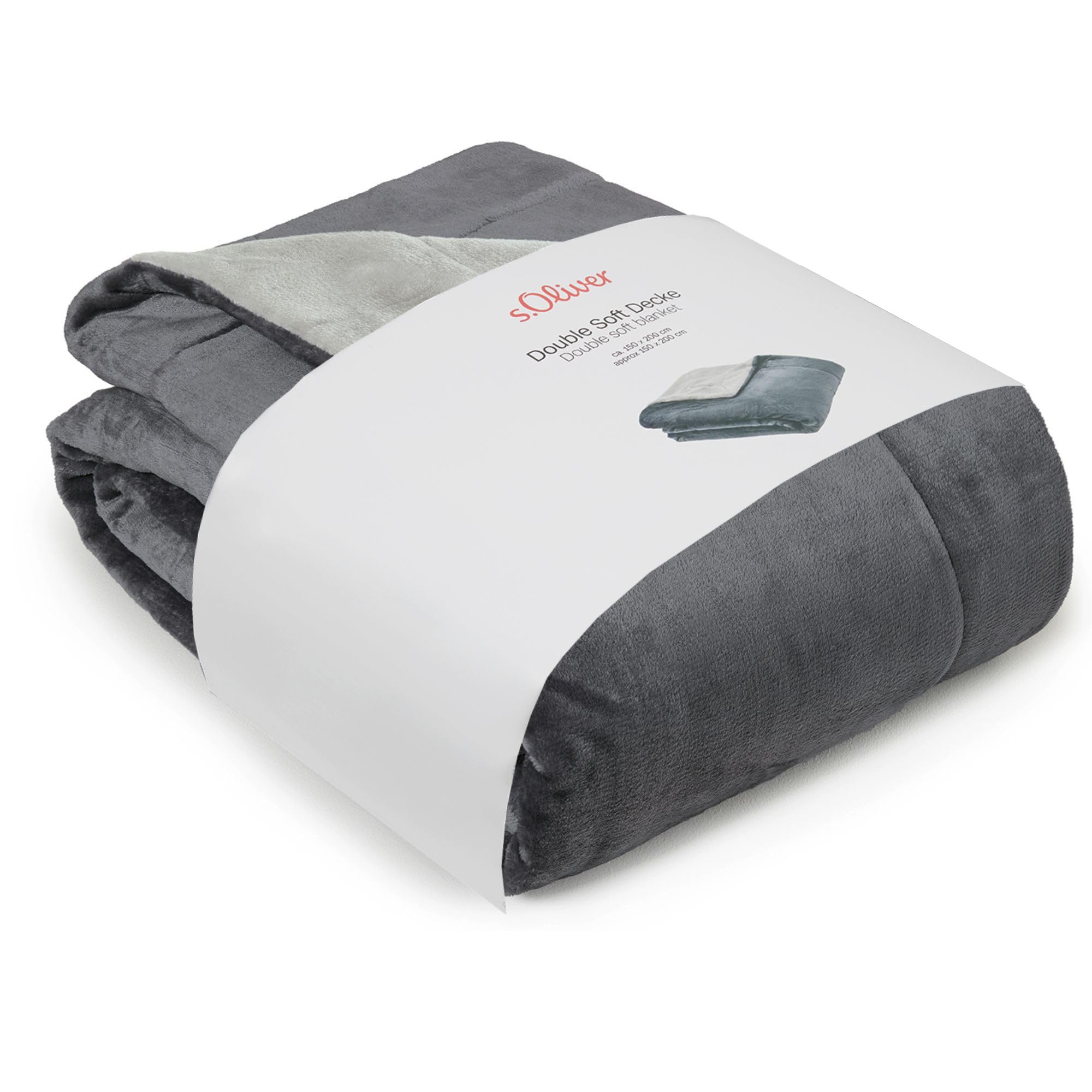 s.Oliver Doublesoft Kuscheldecke 150x200 cm dunkelgrau doppellagig