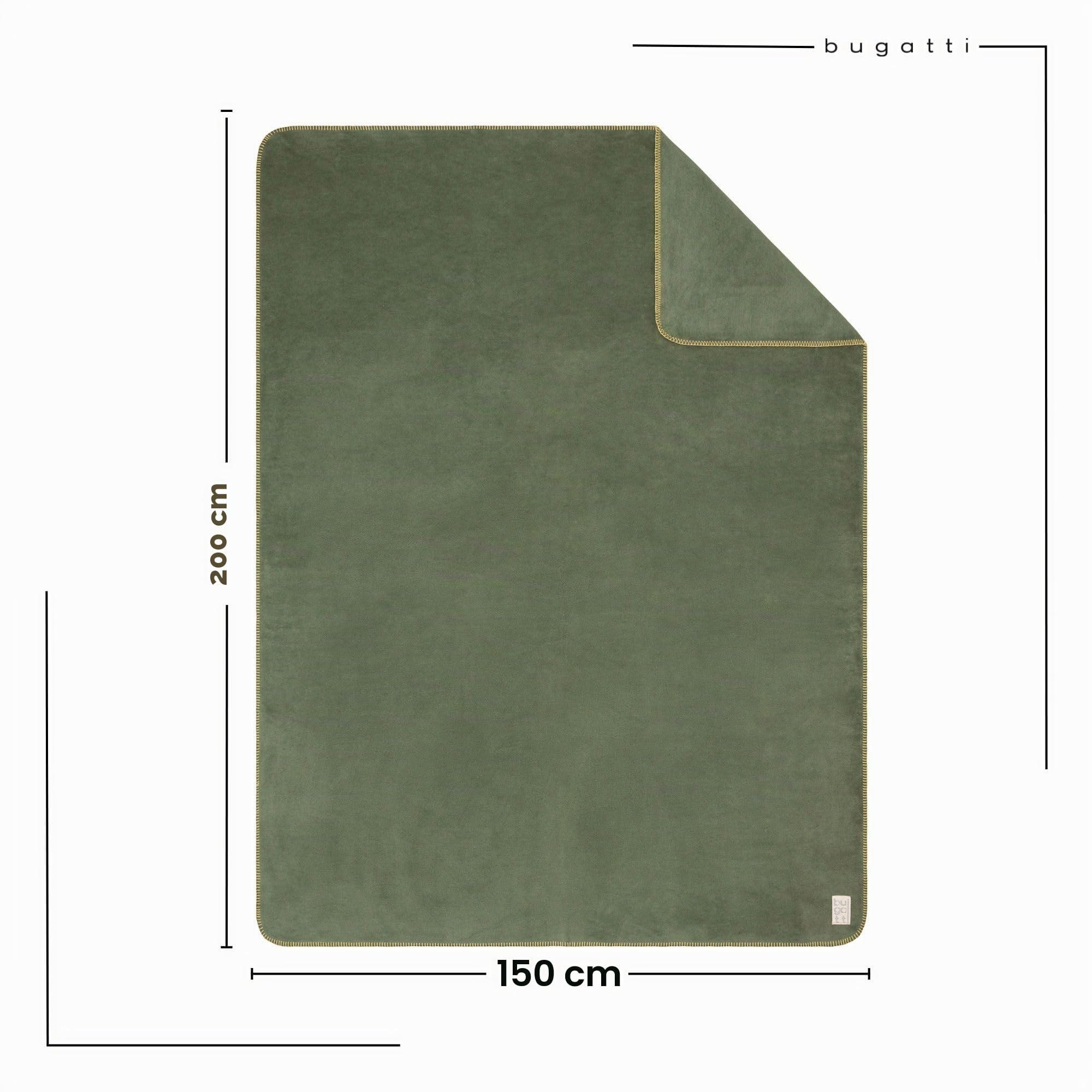 bugatti Kuscheldecke 150x200 Baumwollmix grün einfarbig warm