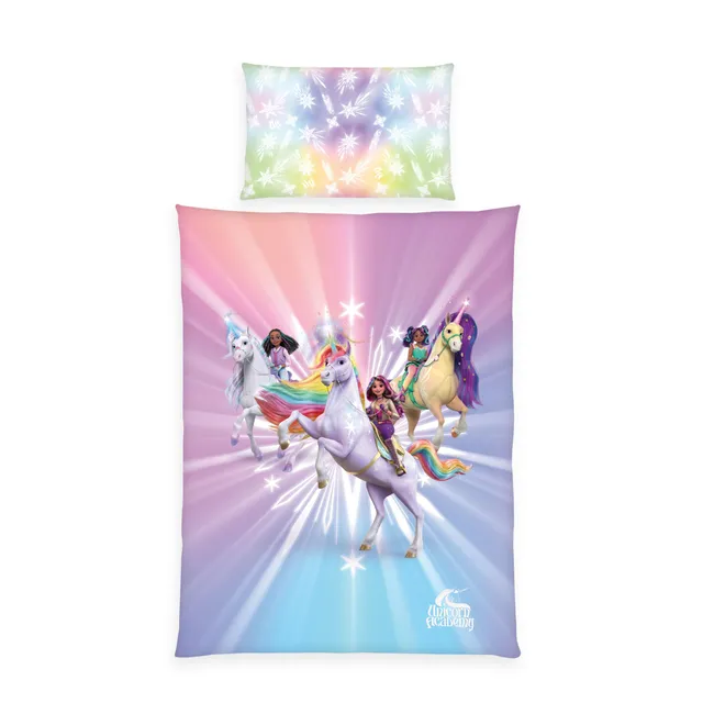 Unicorn Academy Bettwäsche 160x210 Baumwolle Wendemotiv Multicolor