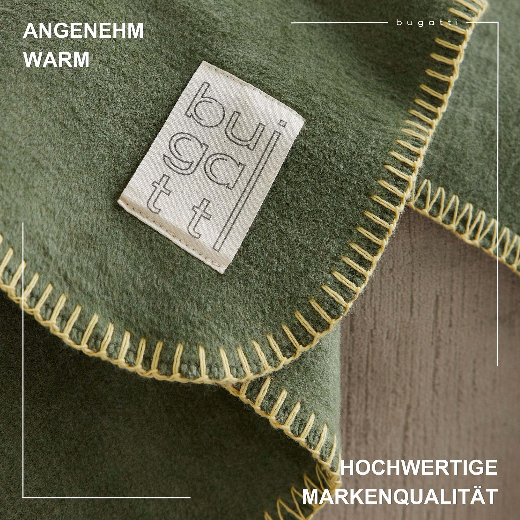 bugatti Kuscheldecke 150x200 Baumwollmix grün einfarbig warm