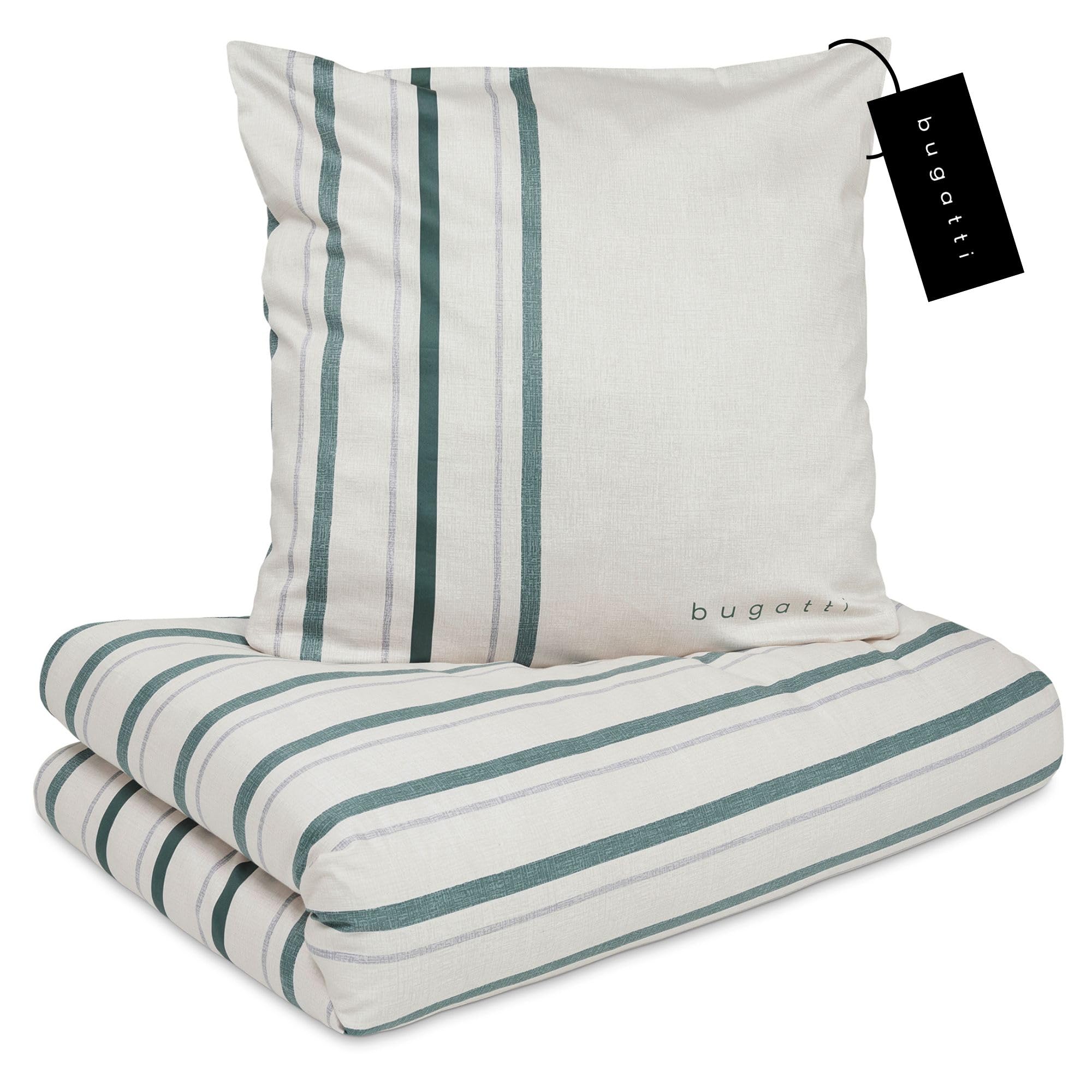 bugatti Bettwäsche 155x220 Grau Orange Mako-Satin Baumwolle
