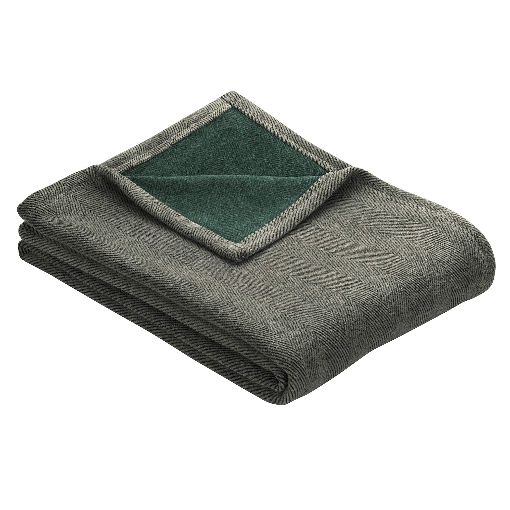 IBENA Aberdeen Kuscheldecke 150x200 grün Fischgrat