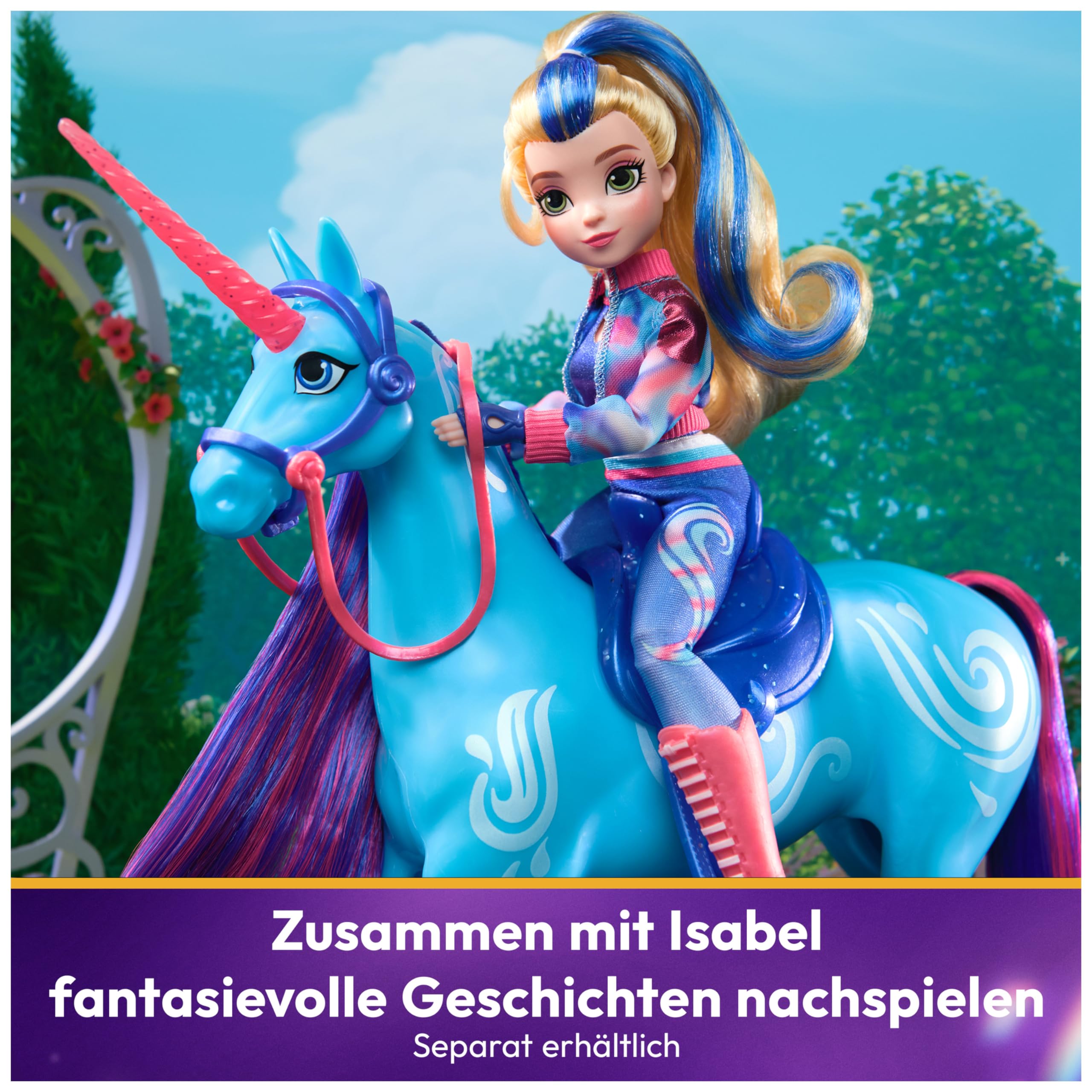 Unicorn Academy River Einhorn 28 cm blau mit Sattel