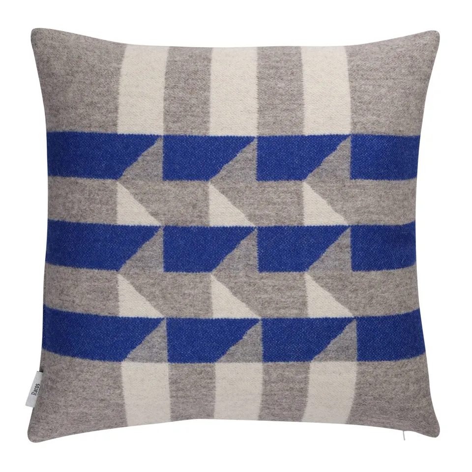 Røros Tweed Kvam Wollkissen 50x50cm Blau 105214 Lammwolle