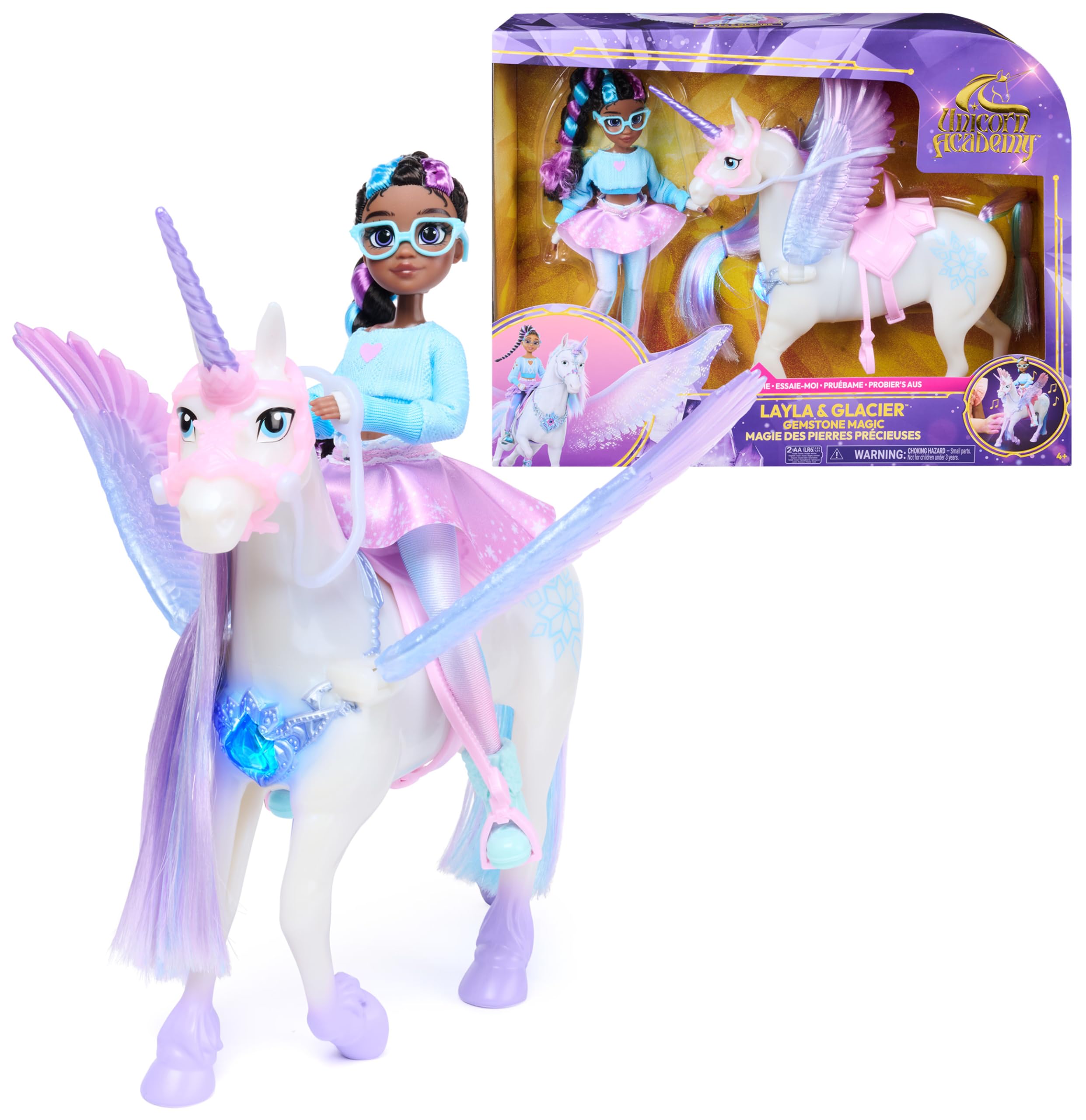 Unicorn Academy Layla und Glacier Spielset mit Licht und Sound