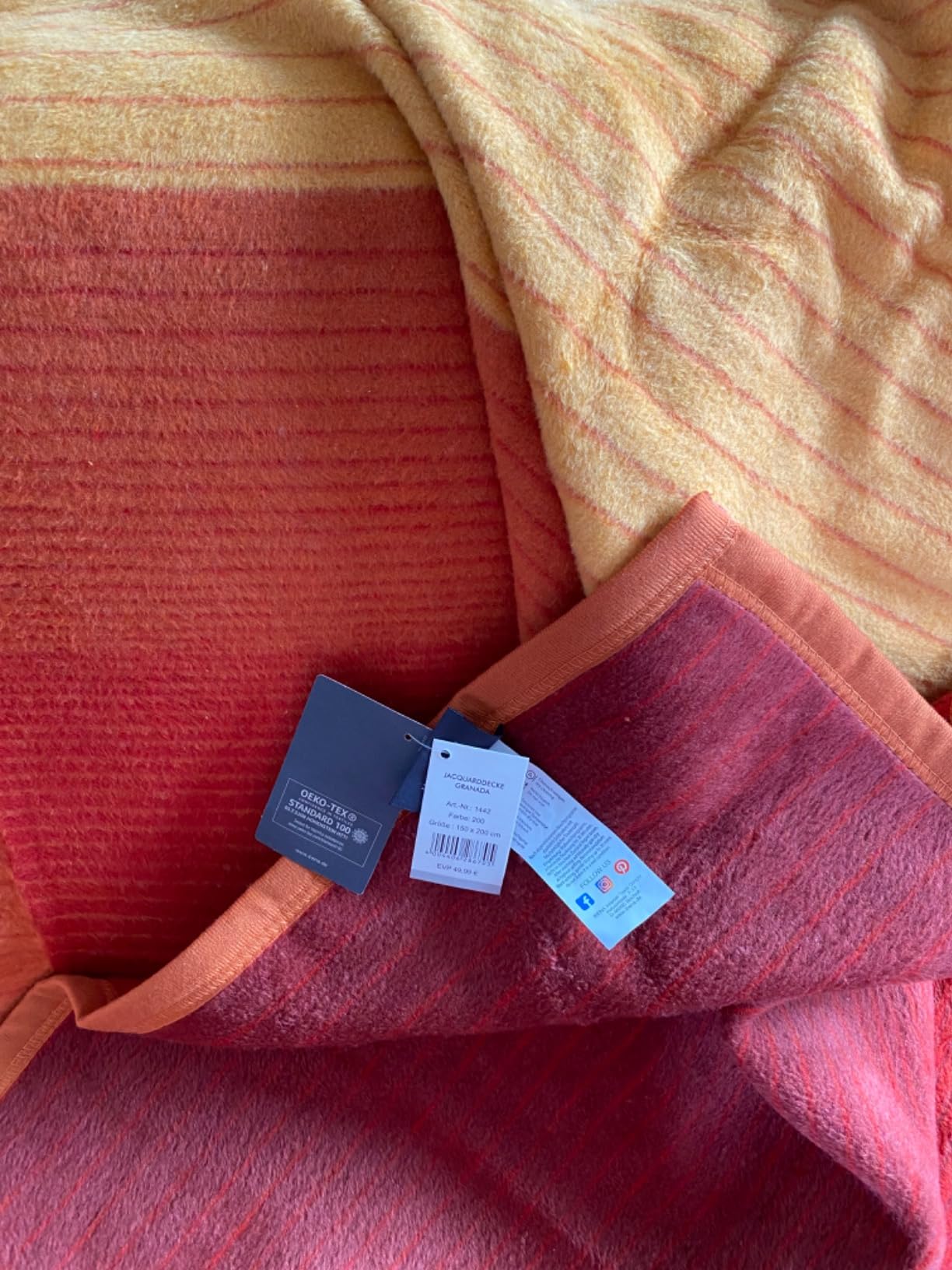 IBENA Fano Kuscheldecke 150x200 Braun Camel Baumwollmix Wende