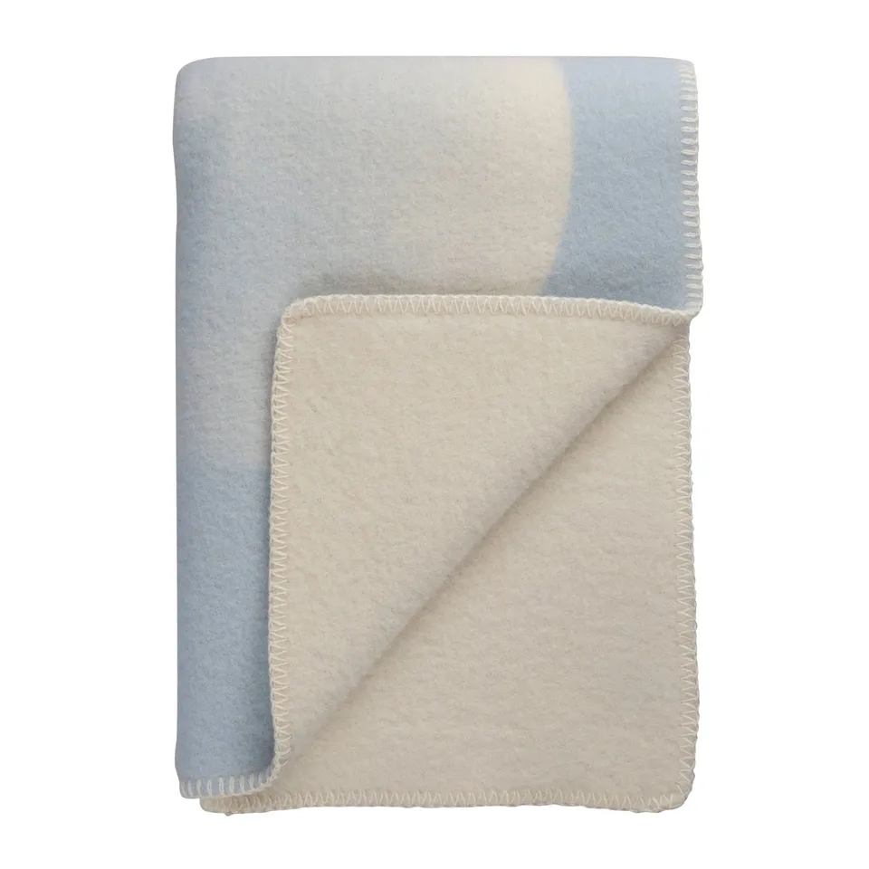 Røros Tweed Moon Wolldecke 135x200 Lammwolle Crescent Blue