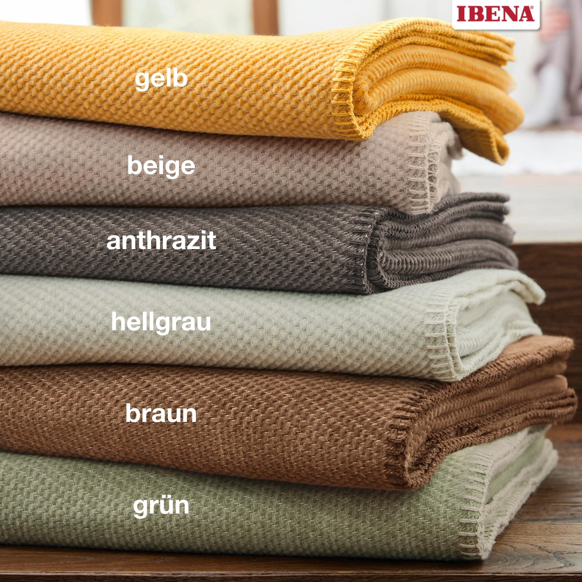 Ibena Charlotte Bio Strickdecke 140x200 cm Beige Baumwolle