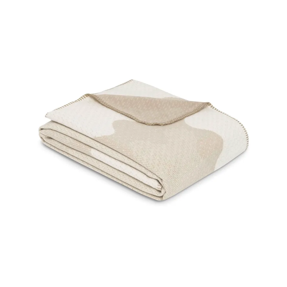 Ibena Lucerne Decke 140x200 Beige Bio-Baumwolle Muster