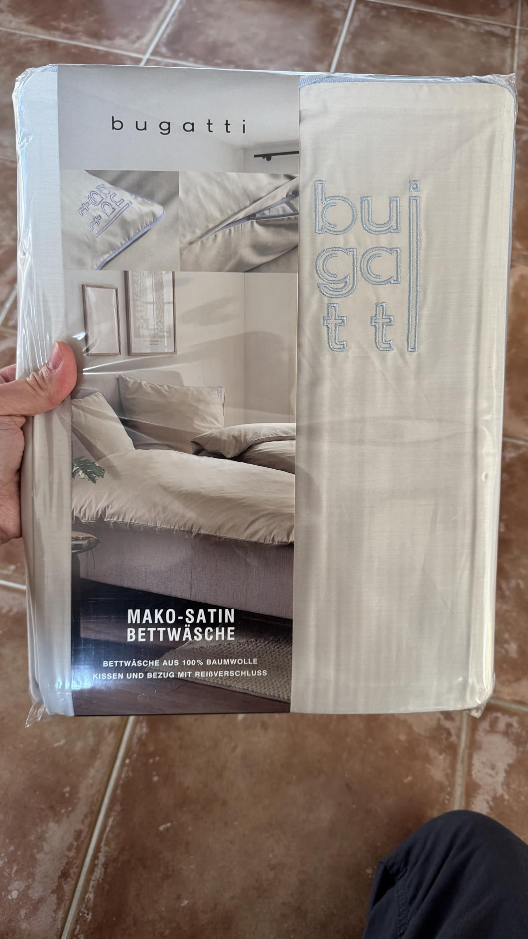 bugatti Satin Bettwäsche 135x200 Bettbezug Lachs Baumwolle