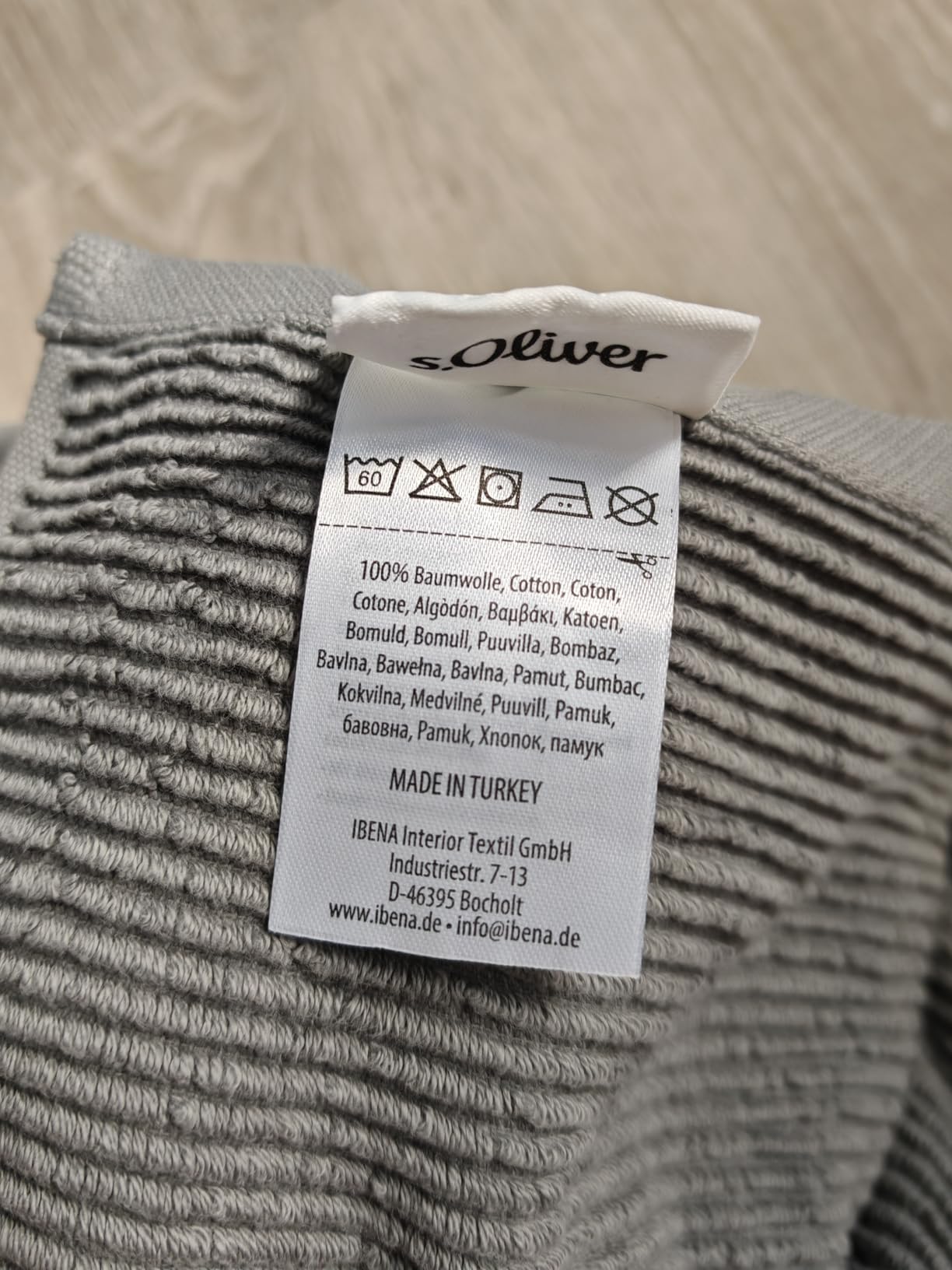 s.Oliver Handtuch 50x100 Hellgrau Baumwolle 600 g/m²