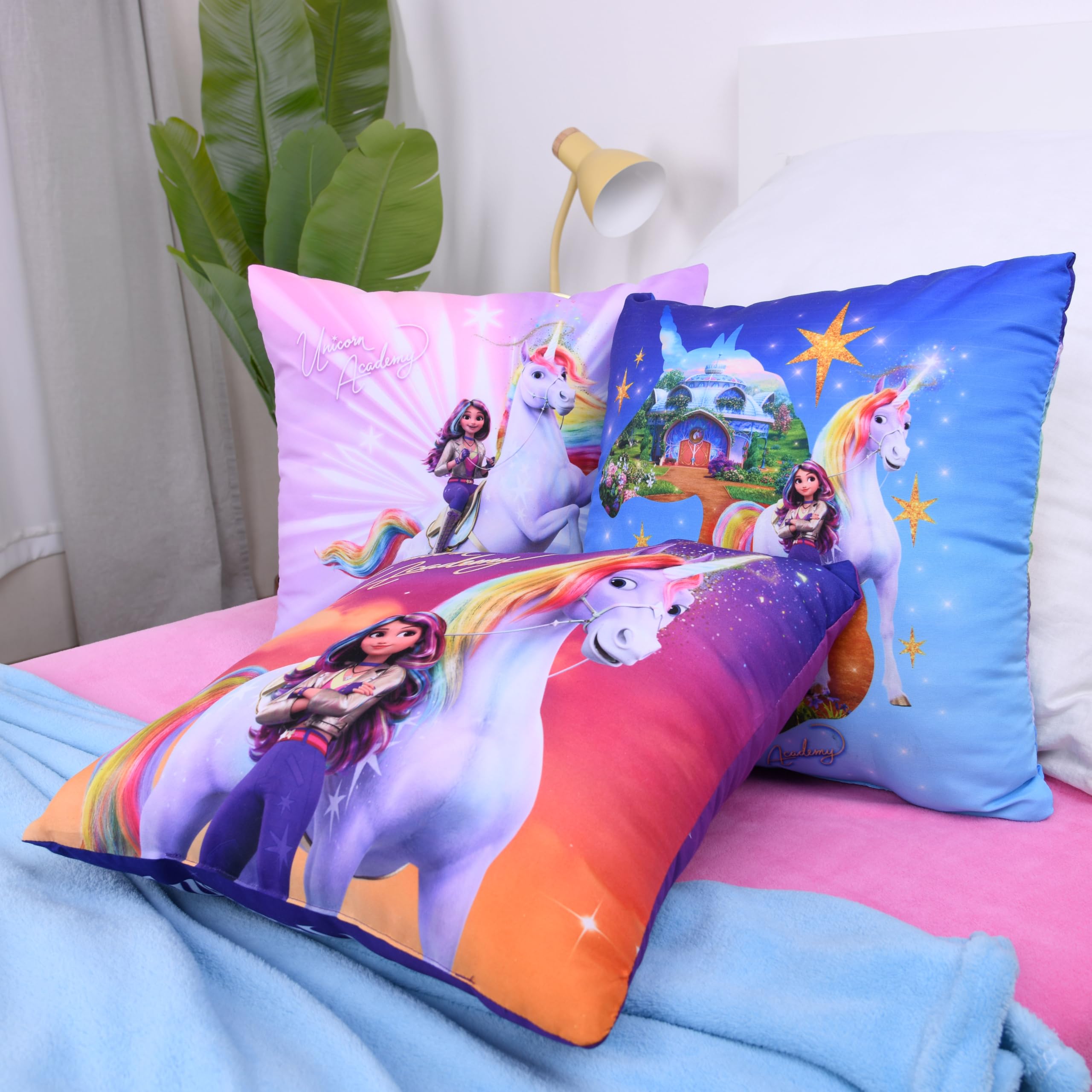 Unicorn Academy Dekokissen 3er-Set 40x40 cm Mehrfarbig