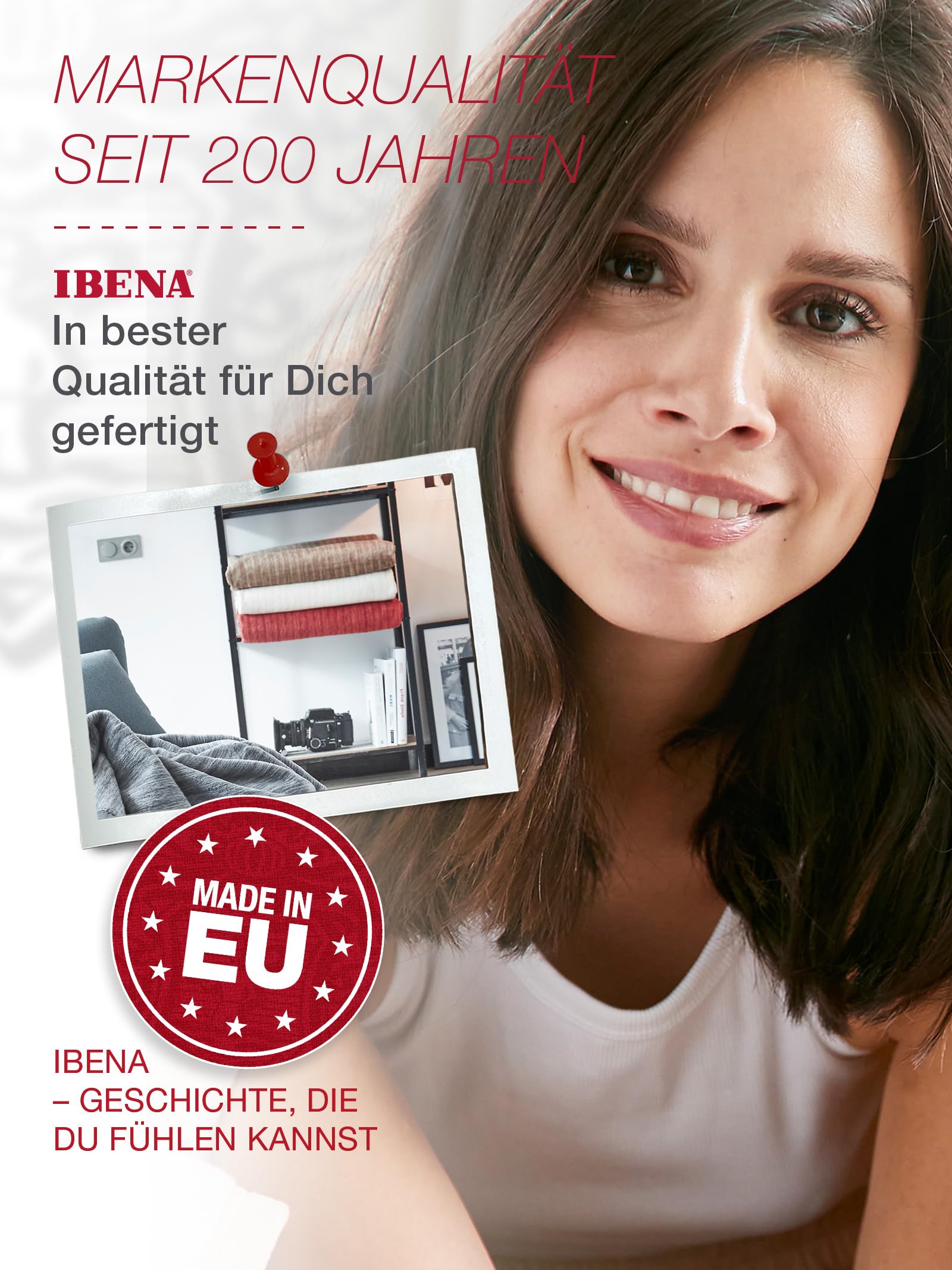 IBENA Fano Kuscheldecke 150x200 Braun Camel Baumwollmix Wende