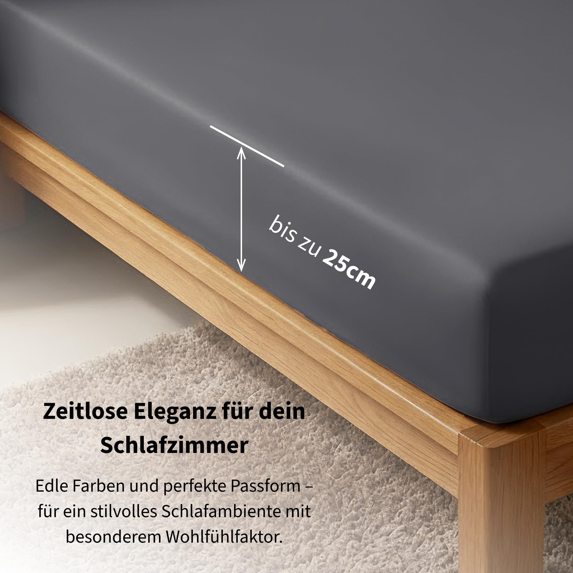 bugatti Spannbetttuch Anthrazit 140x200-160x200 Baumwolle