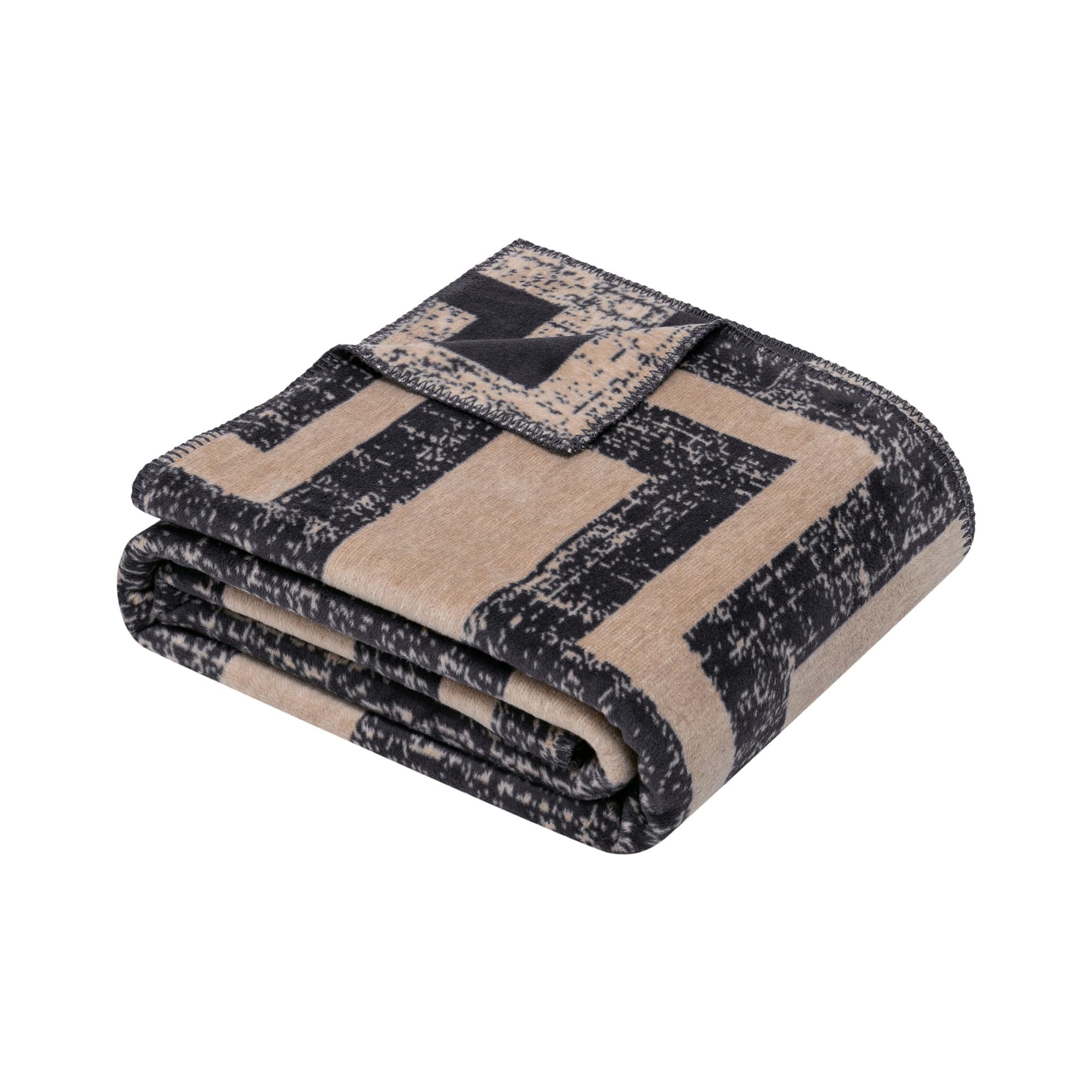 IBENA Dairut Kuscheldecke 150x200 Beige Abstrakt Gestreift