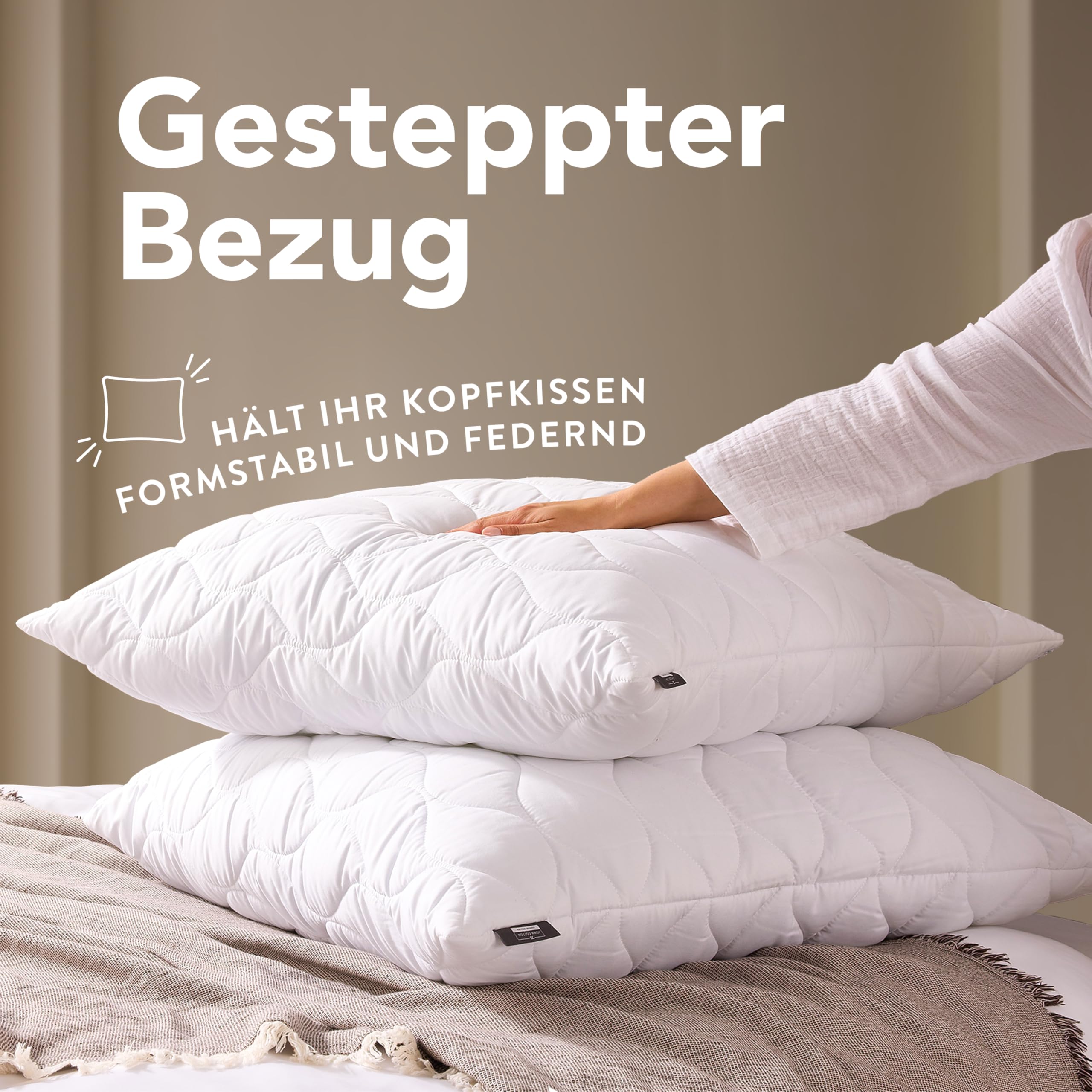 John Cotton Kopfkissen 80x80 cm Kissen 2er Set verstellbar