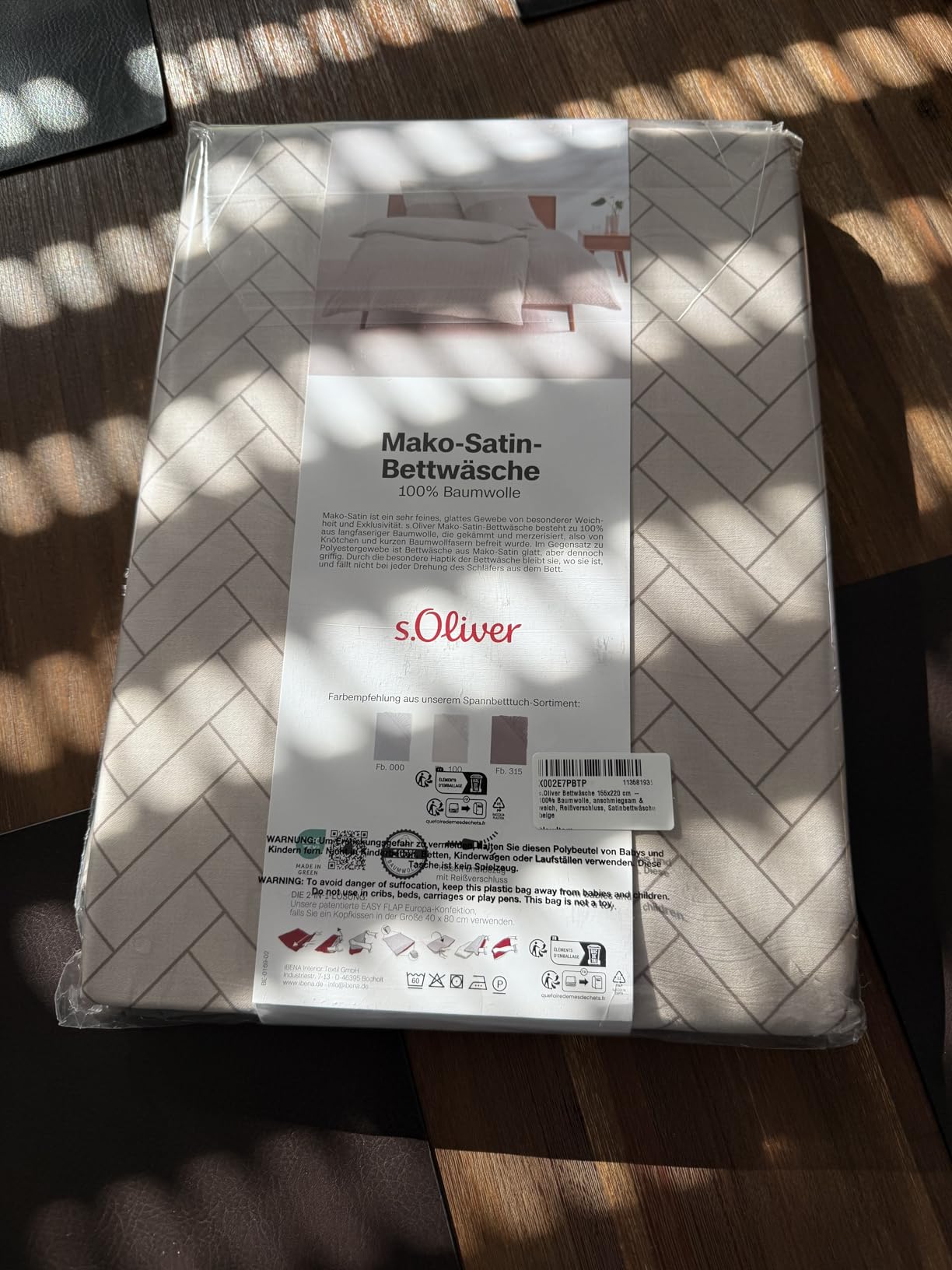 s.Oliver Mako-Satin Bettwäsche 135x200 braun Fischgrät