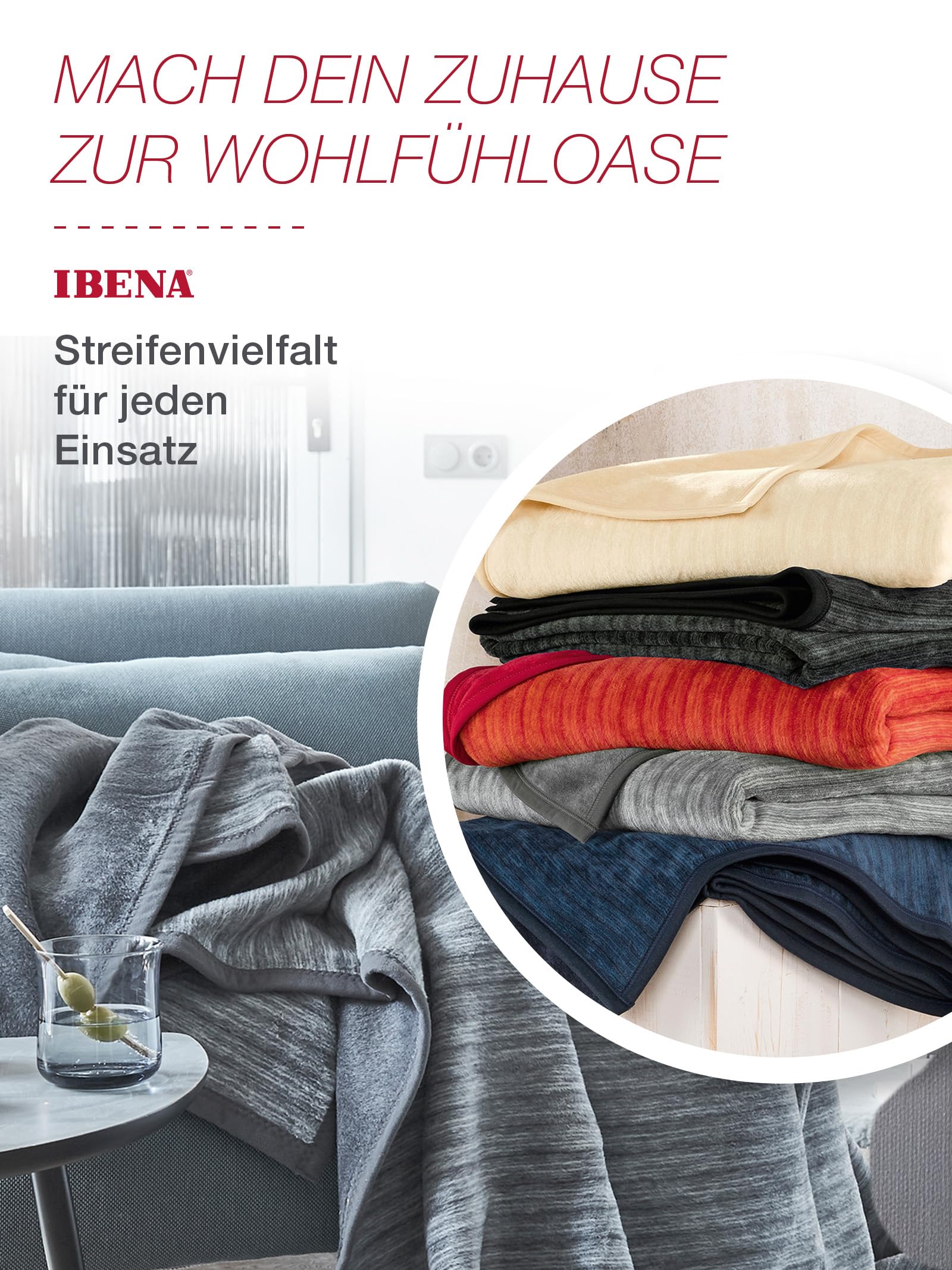 IBENA Fano Kuscheldecke 150x200 Braun Camel Baumwollmix Wende