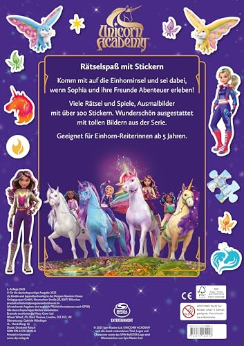 Unicorn Academy Stickerbuch Band 2 Rätselbuch 100 Sticker ab 5