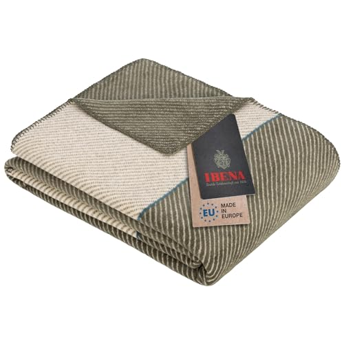 IBENA Austin Kuscheldecke 150x200 grün Streifen Baumwolle