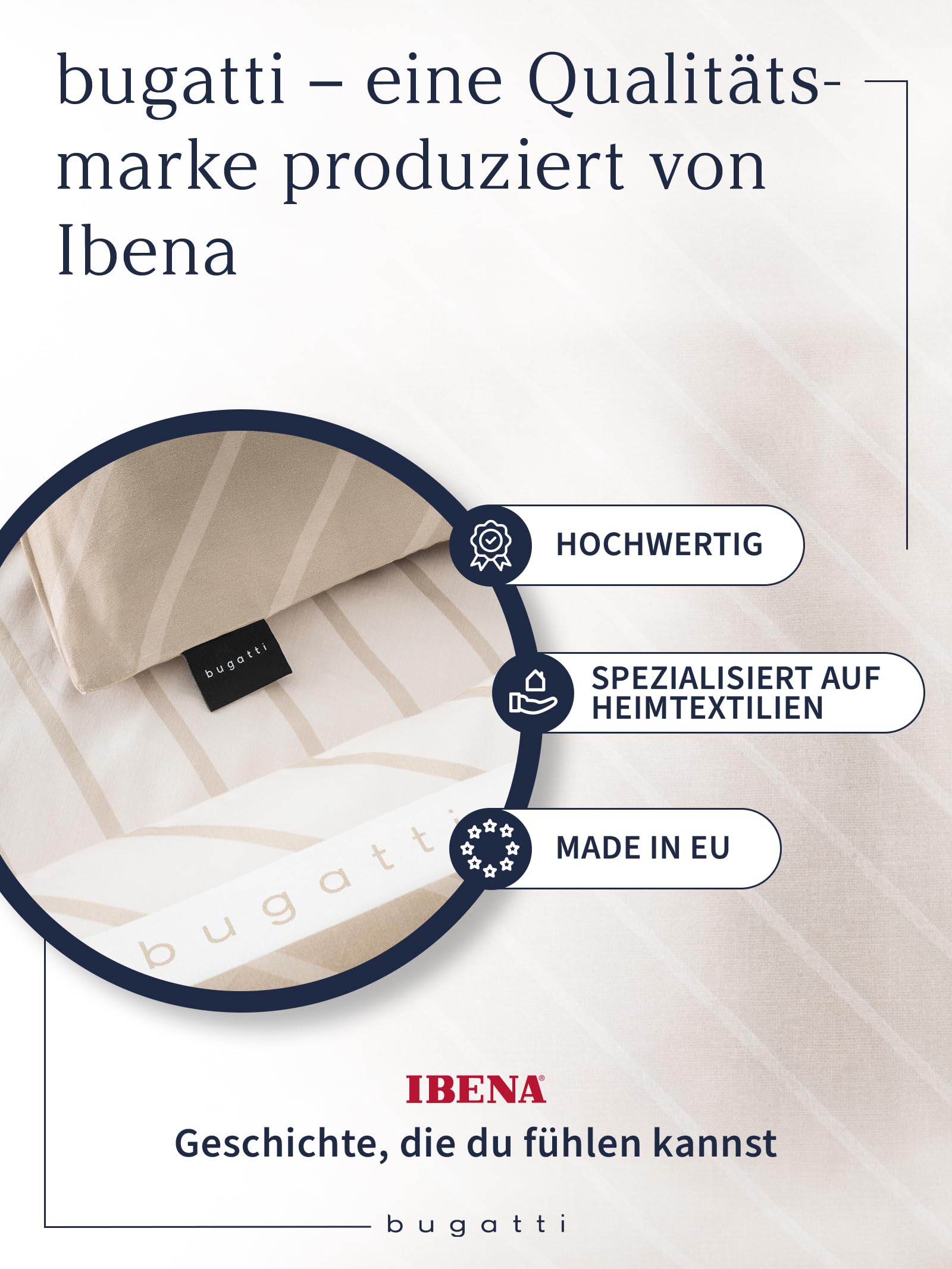 bugatti Bettwäsche 135x200 beige Streifen Mako-Satin