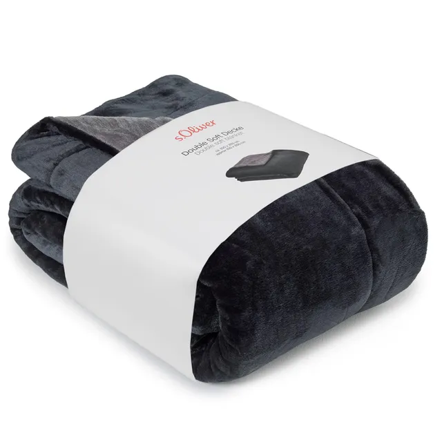 s.Oliver Doublesoft Kuscheldecke 150x200 cm dunkelgrau doppellagig