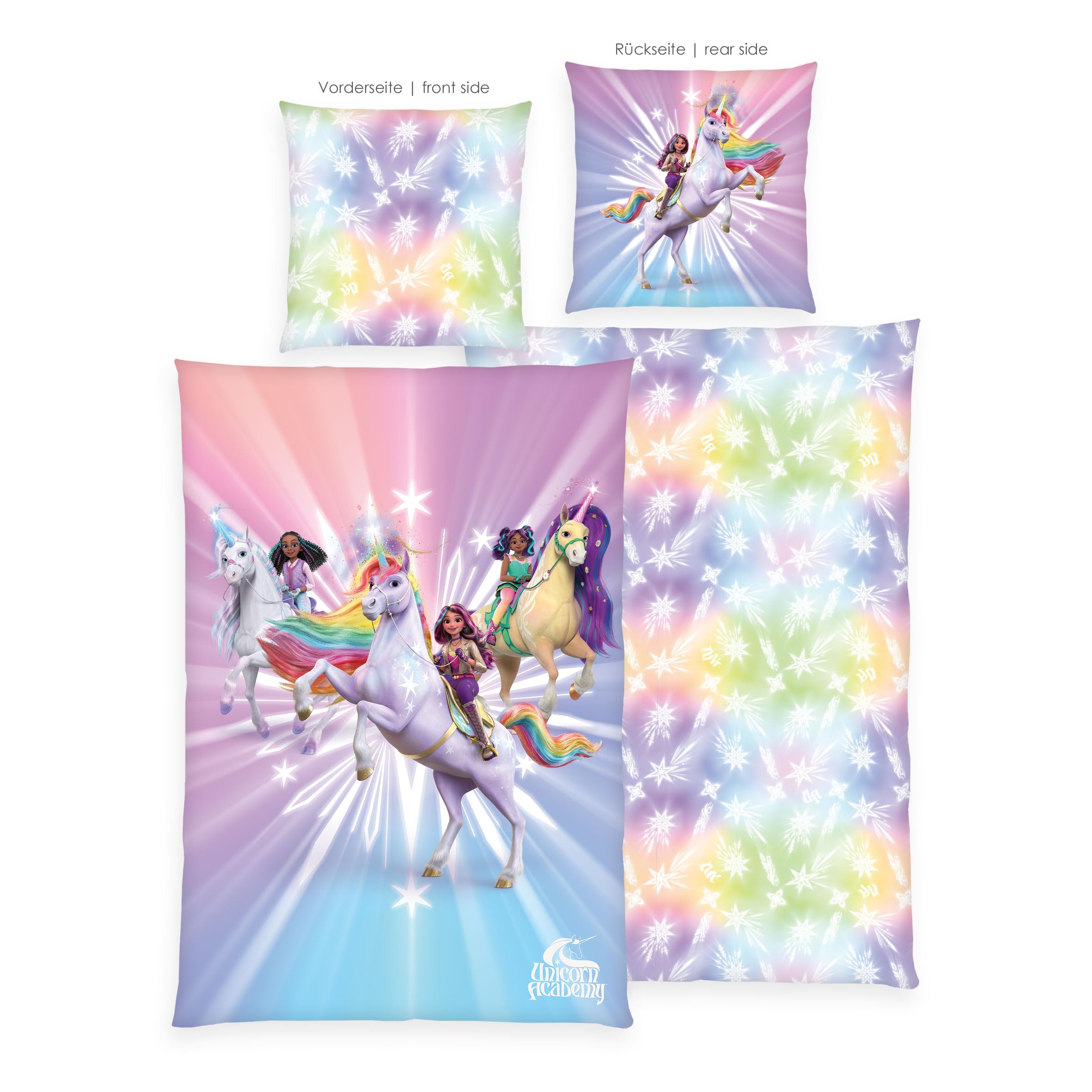 Unicorn Academy Bettwäsche 140x200 Baumwolle Wendemotiv