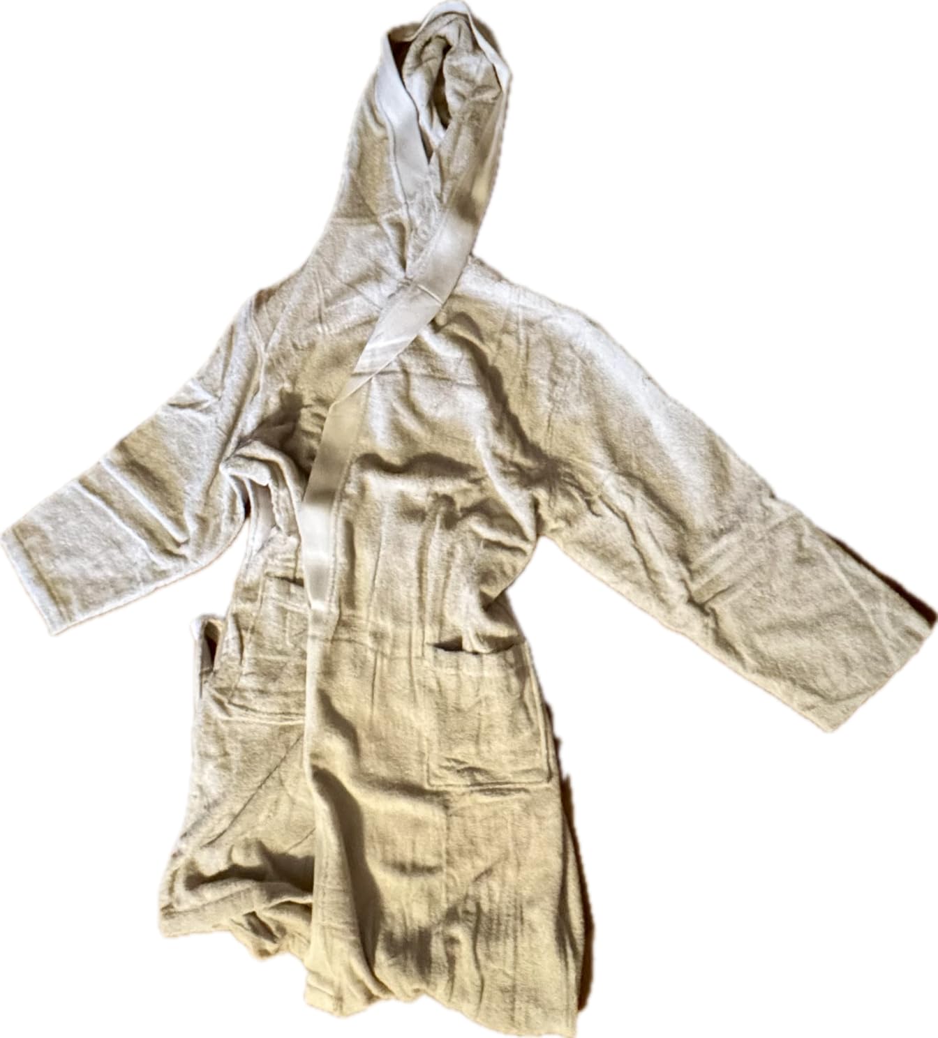 s.Oliver Bademantel M-L Baumwolle Beige mit Kapuze Unisex