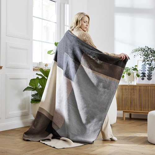 IBENA Portofino Kuscheldecke 150x200 braun grau Baumwollmix