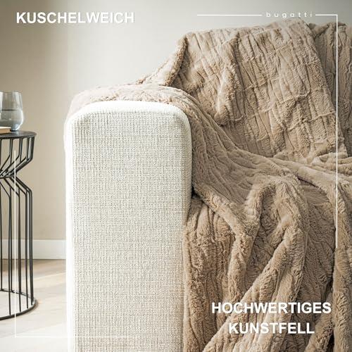 bugatti Kunstfell Kuscheldecke 150x200 beige flauschig