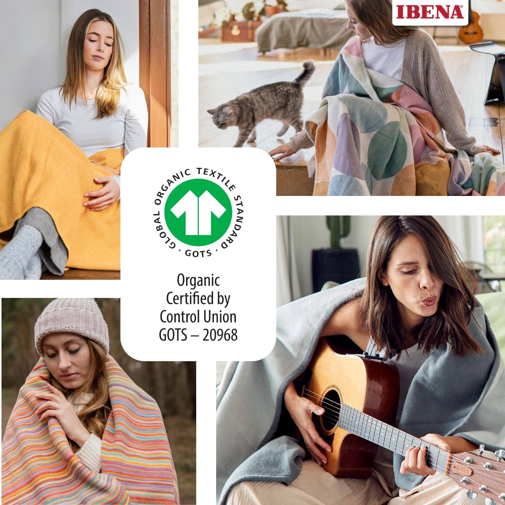 Ibena Charlotte Bio Strickdecke 140x200 cm Beige Baumwolle