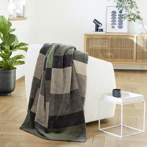 IBENA Madeira Decke 150x200 Grün Grau Baumwollmix warm