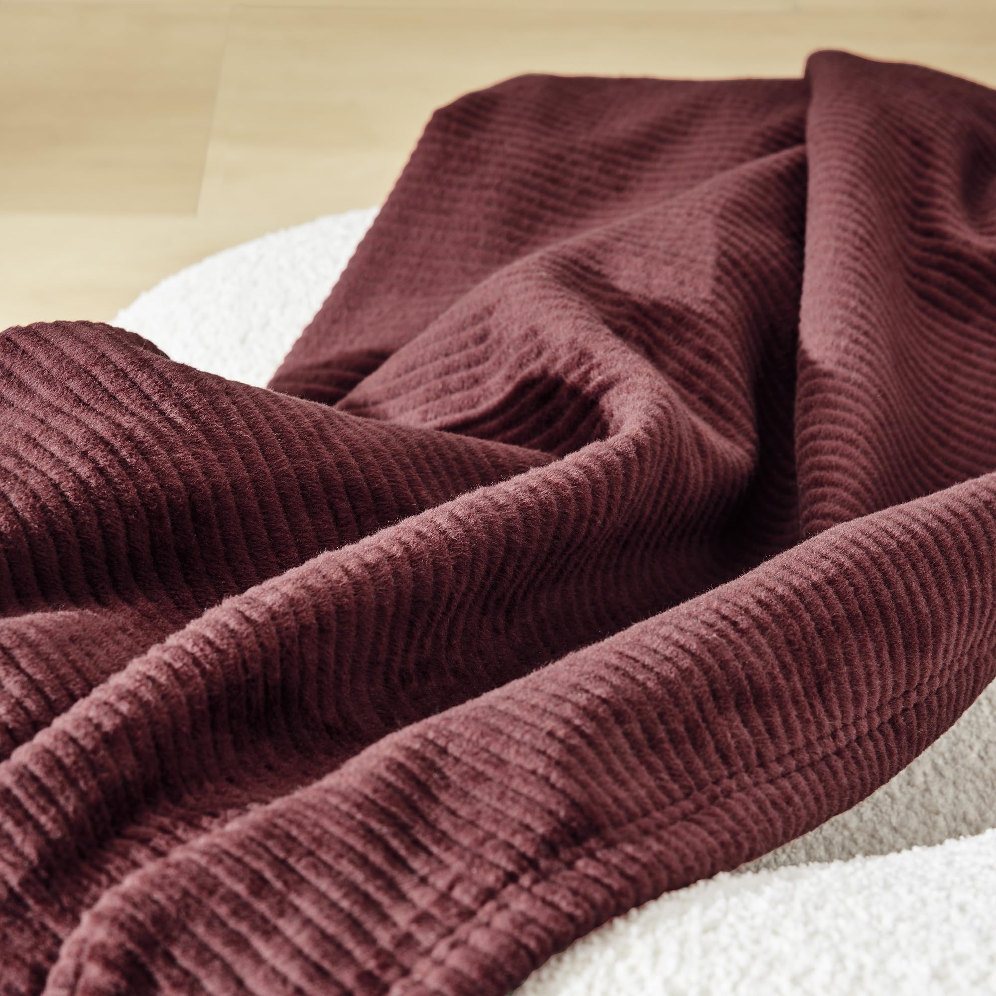 Ibena Cord Decke 150x200 cm Dunkelrot Baumwollmix