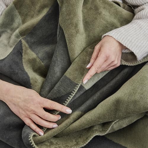 IBENA Nara Kuscheldecke 150x200 cm Grün Grau Baumwollmix