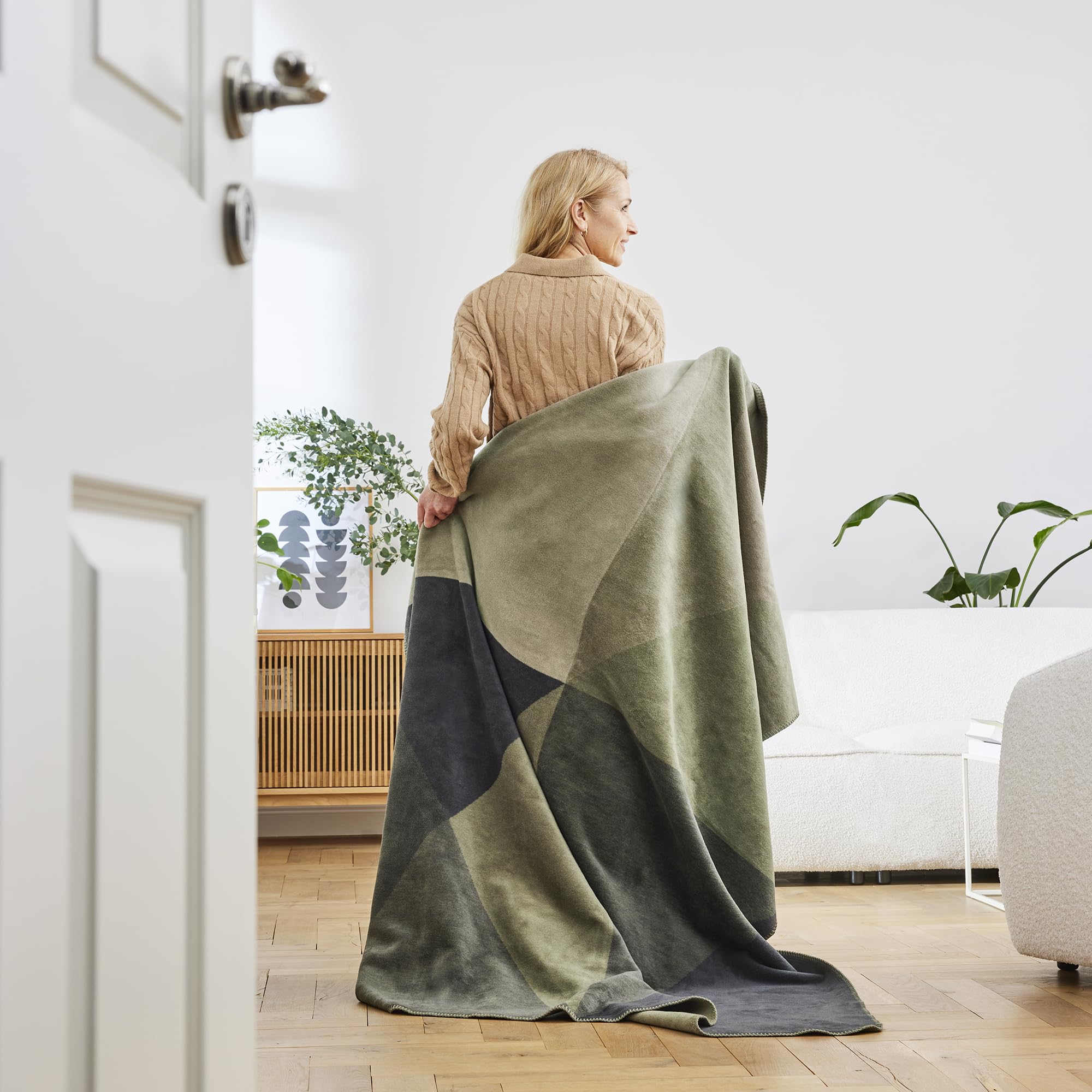 IBENA Nara Kuscheldecke 150x200 cm Grün Grau Baumwollmix