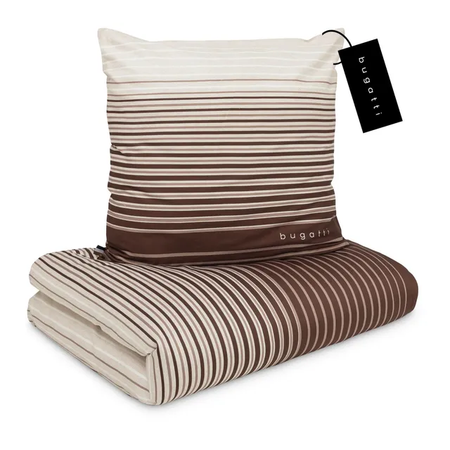 bugatti Bettwäsche 135x200 braun gestreift Baumwolle