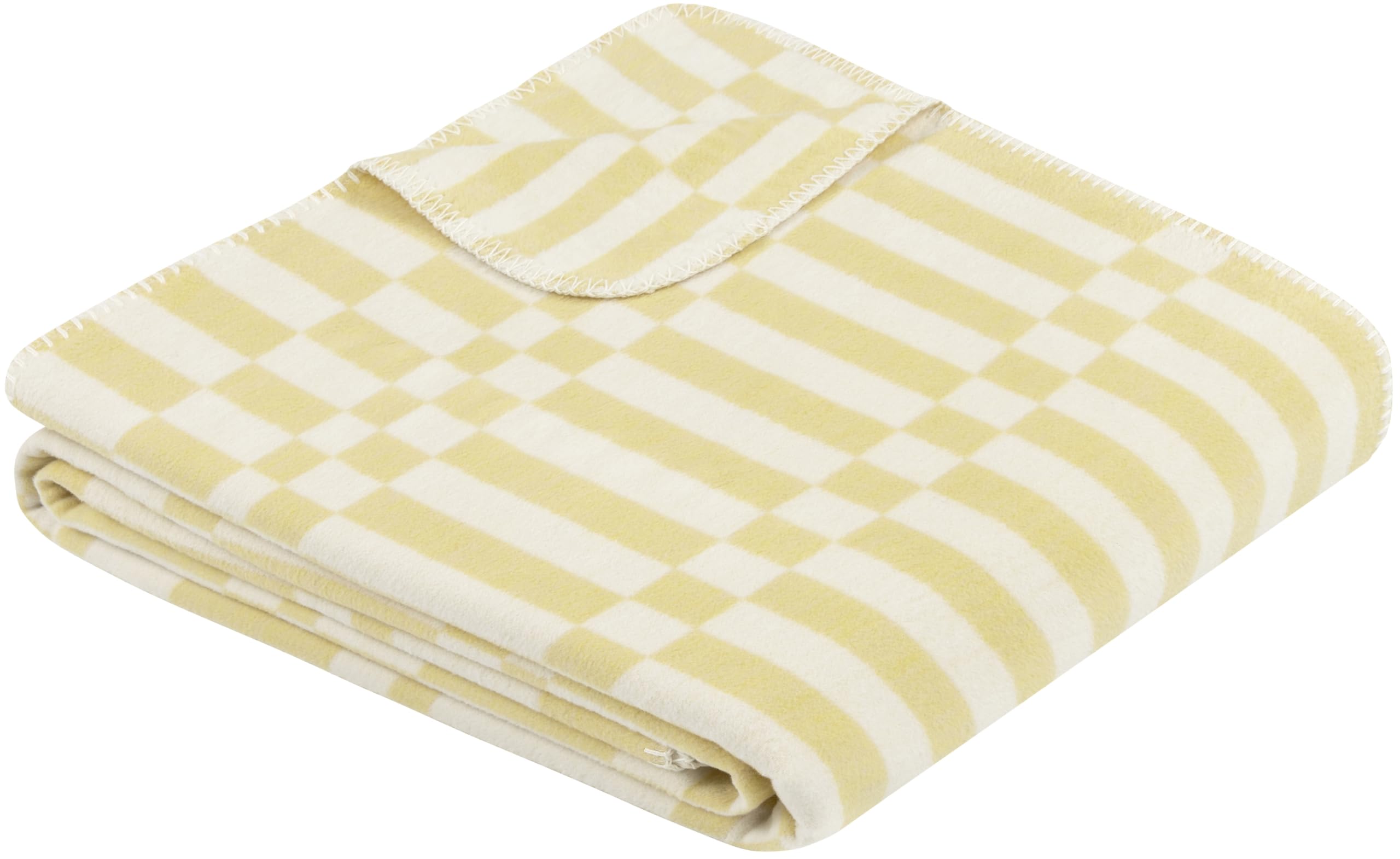 Ibena Lucerne Decke 140x200 Beige Bio-Baumwolle Muster