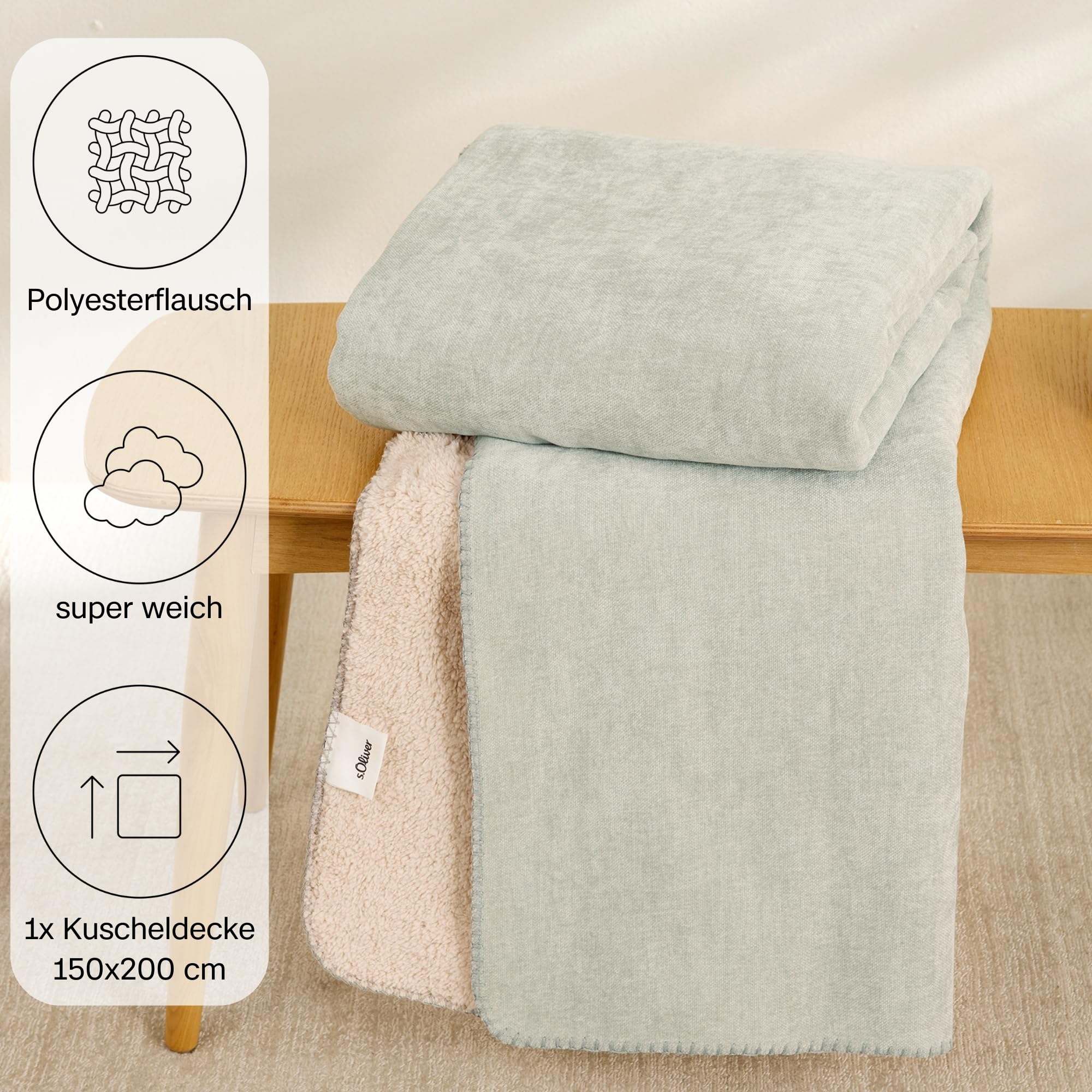 s.Oliver Lounge Kuscheldecke 150x200 grün flauschig