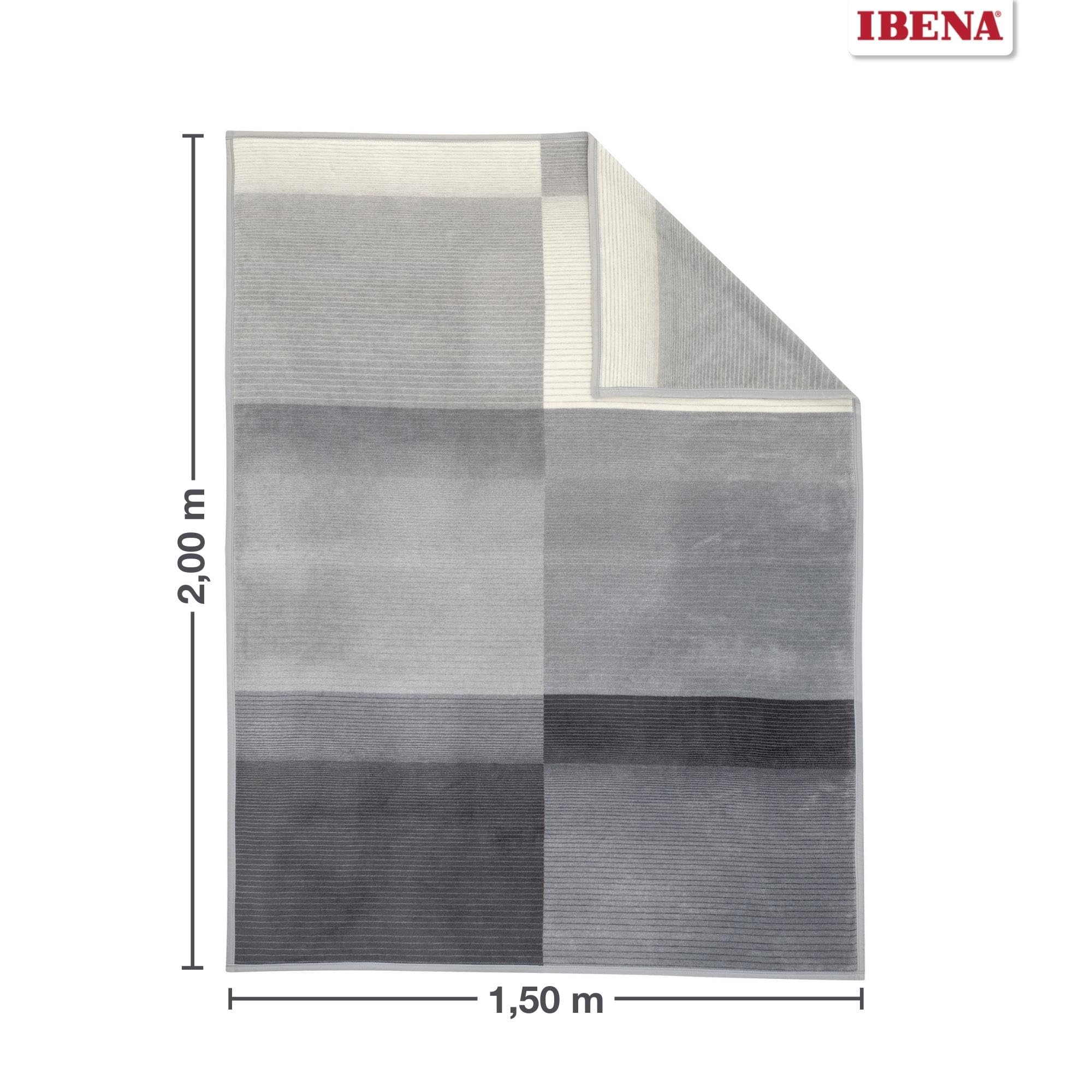 IBENA Granada Kuscheldecke 150x200 Grau Karo Baumwolle