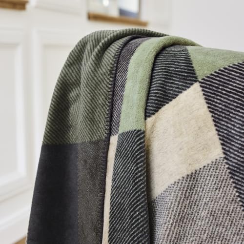 IBENA Madeira Decke 150x200 Grün Grau Baumwollmix warm